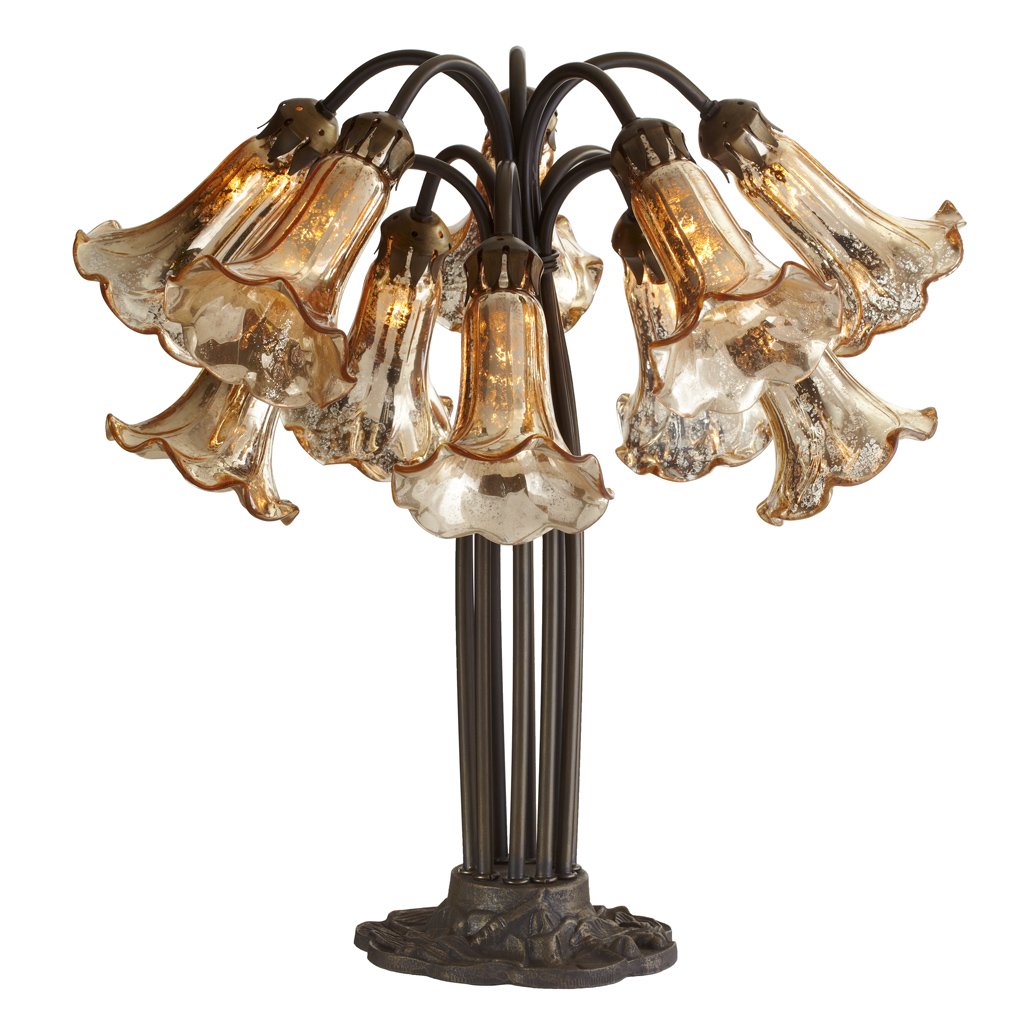 21”H Mercury Glass 10 Lily Downlight Table LampGold