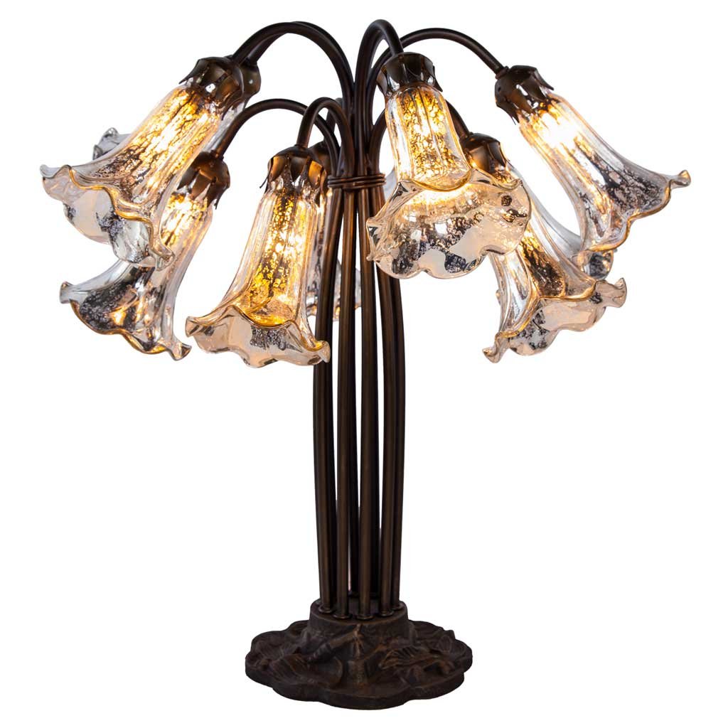 21" Mercury Glass 10 Lily Downlight Table LampSilver