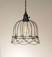 Small Wire Bell Pendant Lamp - Green/Rust (Light bulbs are not included)