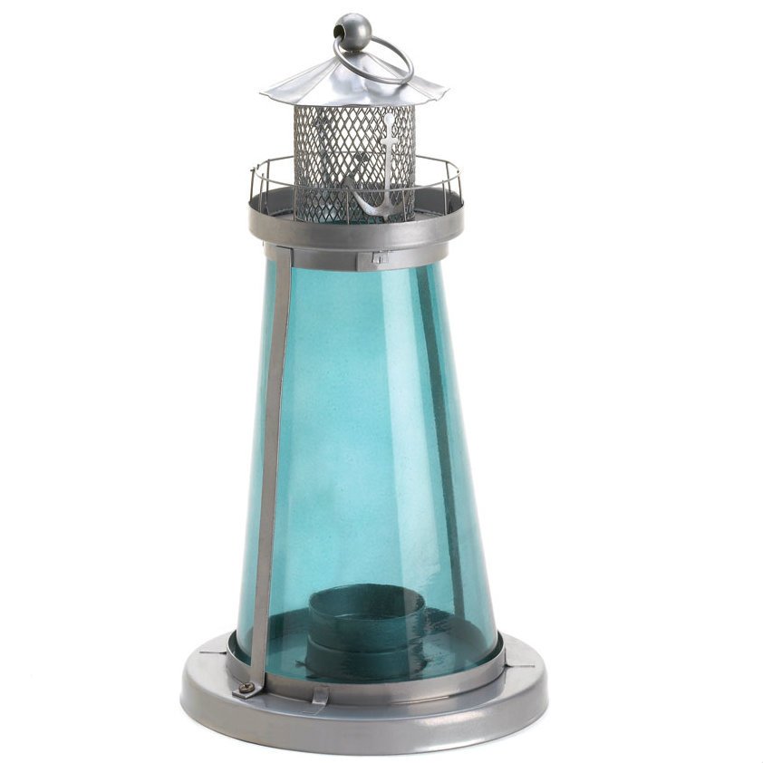 Tinted Glass Lighthouse Candle Lantern