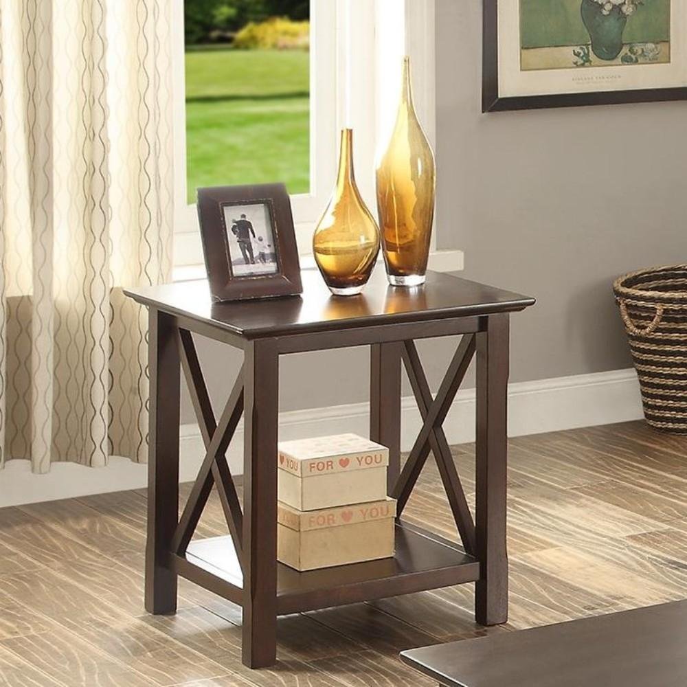 Wood & Birch Veneer End Table, Brown