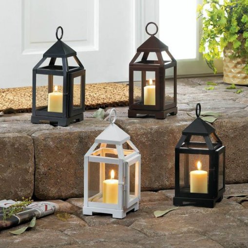 Contemporary Copper Candle Lantern 9 inches
