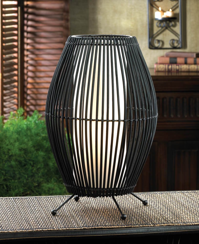 Metal and Bamboo Convex Slat Lamp