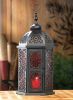 Lacy Red Moroccan Candle Lantern - 16.5 inches