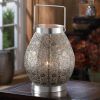 Shimmery Silver Lacy Candle Lantern - 9.5 inches