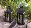 Classic Black Iron Carriage Candle Lantern - 12 inches