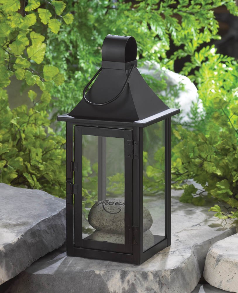 Classic Black Iron Carriage Candle Lantern - 12 inches