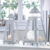 Gray Pyramid Candle Lantern - 11.5 inches