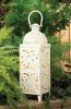Ornate White Cutout Candle Lantern - 25 inches