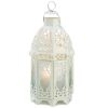 Lacy Cutout White Candle Lantern - 12 inches