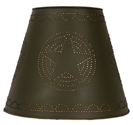 8" x 15" x 12" Tin Washer Top Lamp Shade - Rustic Brown Star