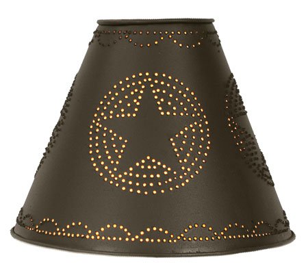 4" x 10" x 8" Star Punched Tin Shade - Rustic Brown
