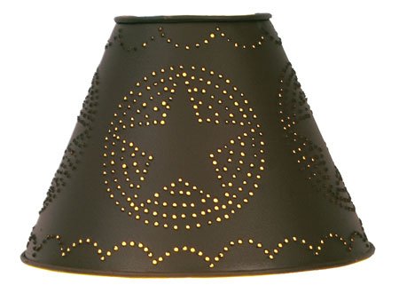 4" x 9" x 6" Star Punched Tin Shade - Rustic Brown