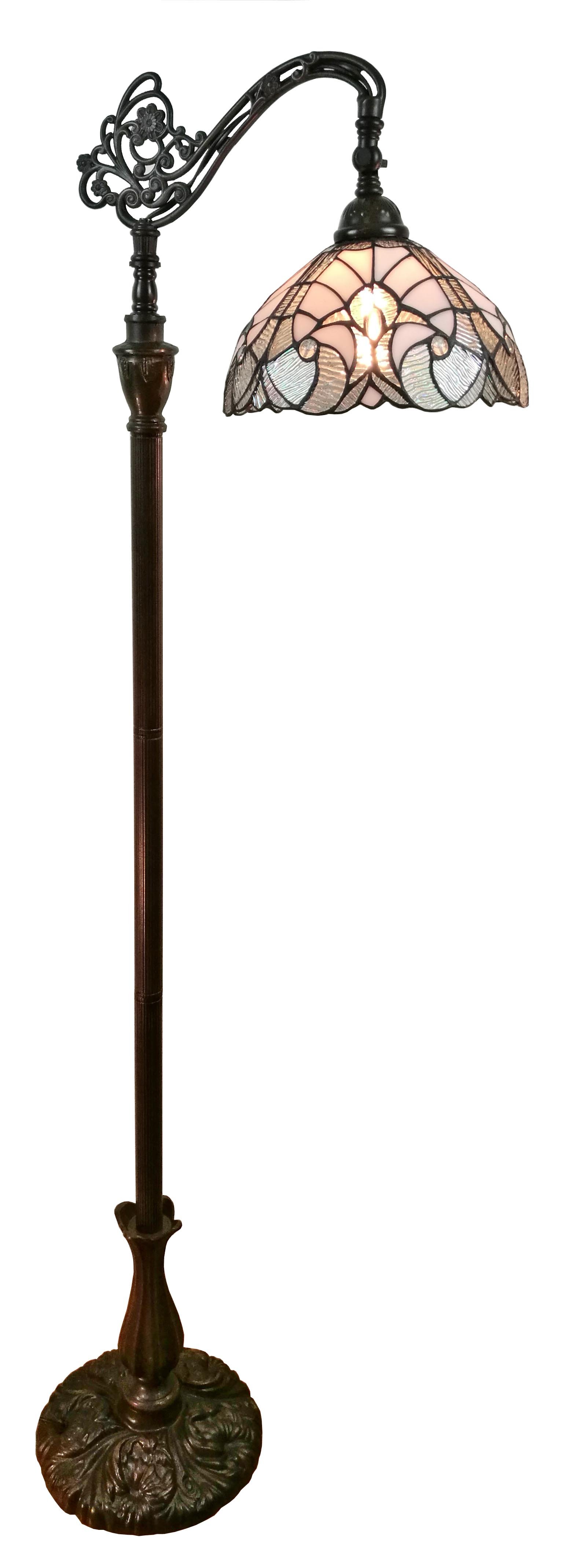 62-inch Tiffany-style White Reading Floor Lamp