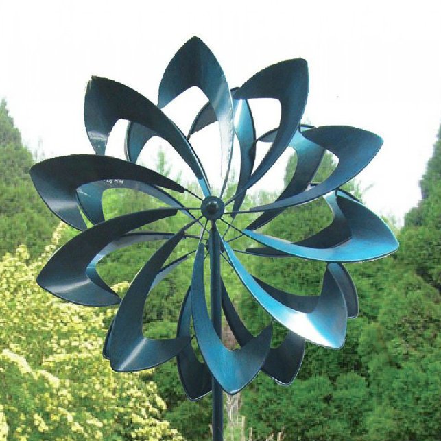 7-Foot Blue Petals Windmill Garden Stake