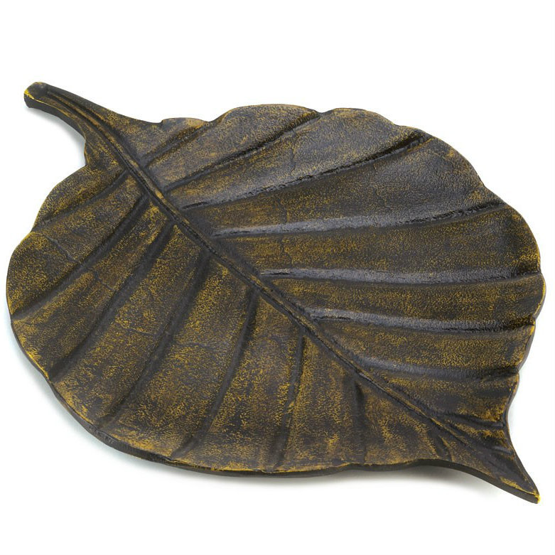 Antique-Look Metal Decorative Leaf Tray