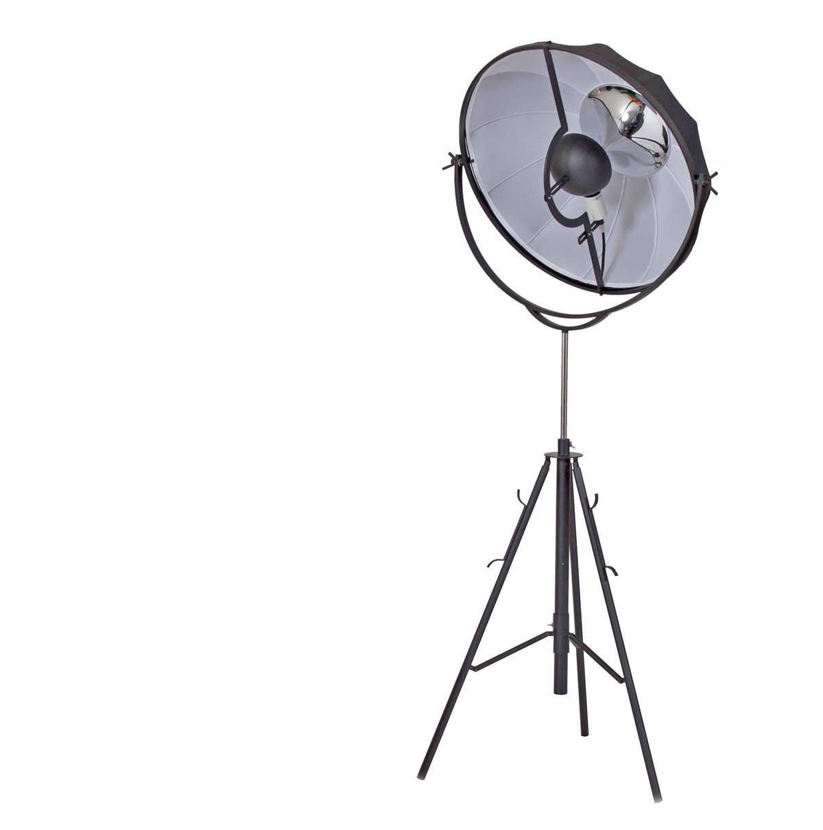 BM191460 - Adjustable Metal Floor Lamp With Fabric Shade And Tripod Feet, Large, Black