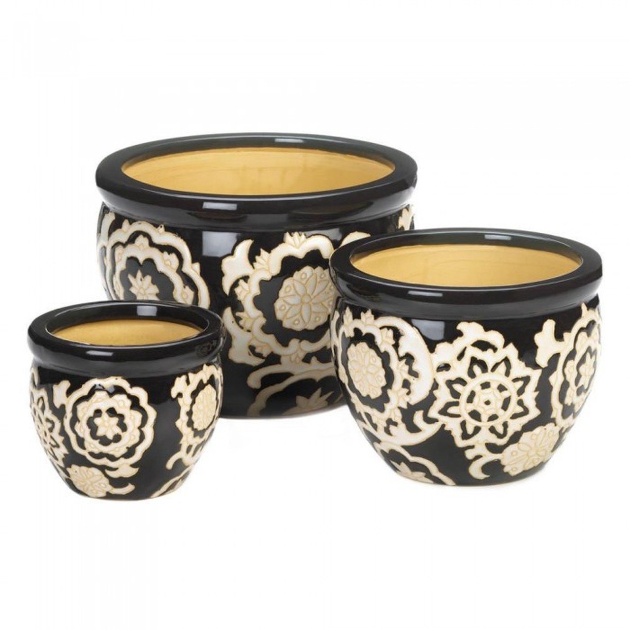 Black Ceramic Flower Pots