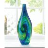 Blue Swirl Art Glass Vase