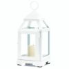 Contemporary White Candle Lantern - 9 inches