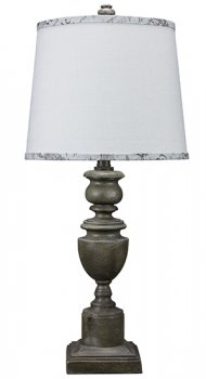 Copen Grey Table Lamp with Bone Linen Shade Spa/Grey Trim