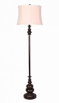 County Metal Floor Lamp with Brown Jacobean Shade