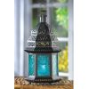 Azure Glass Moroccan Candle Lantern - 12 inches