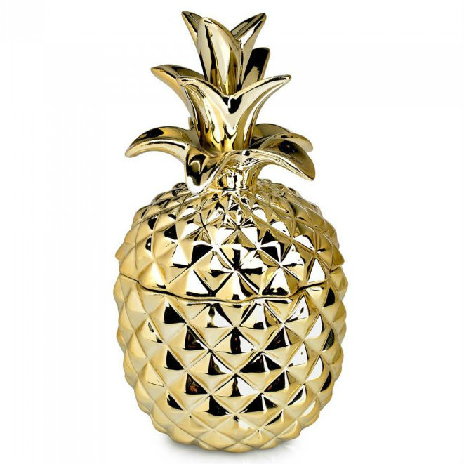 Gold Ceramic Pineapple Scented Candle