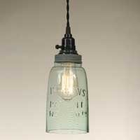 Half Gallon Open Bottom Mason Jar Pendant Lamp - Barn Roof (vintage bulb, sold separatey)