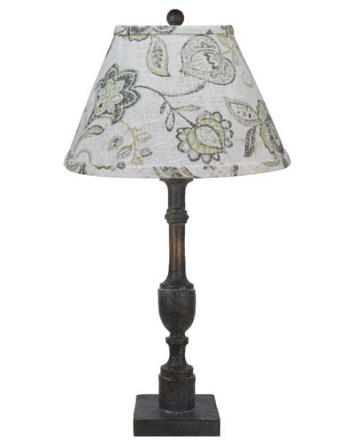 Harlan Dark Grey Table Lamp, Cottage Lily Greystone shade
