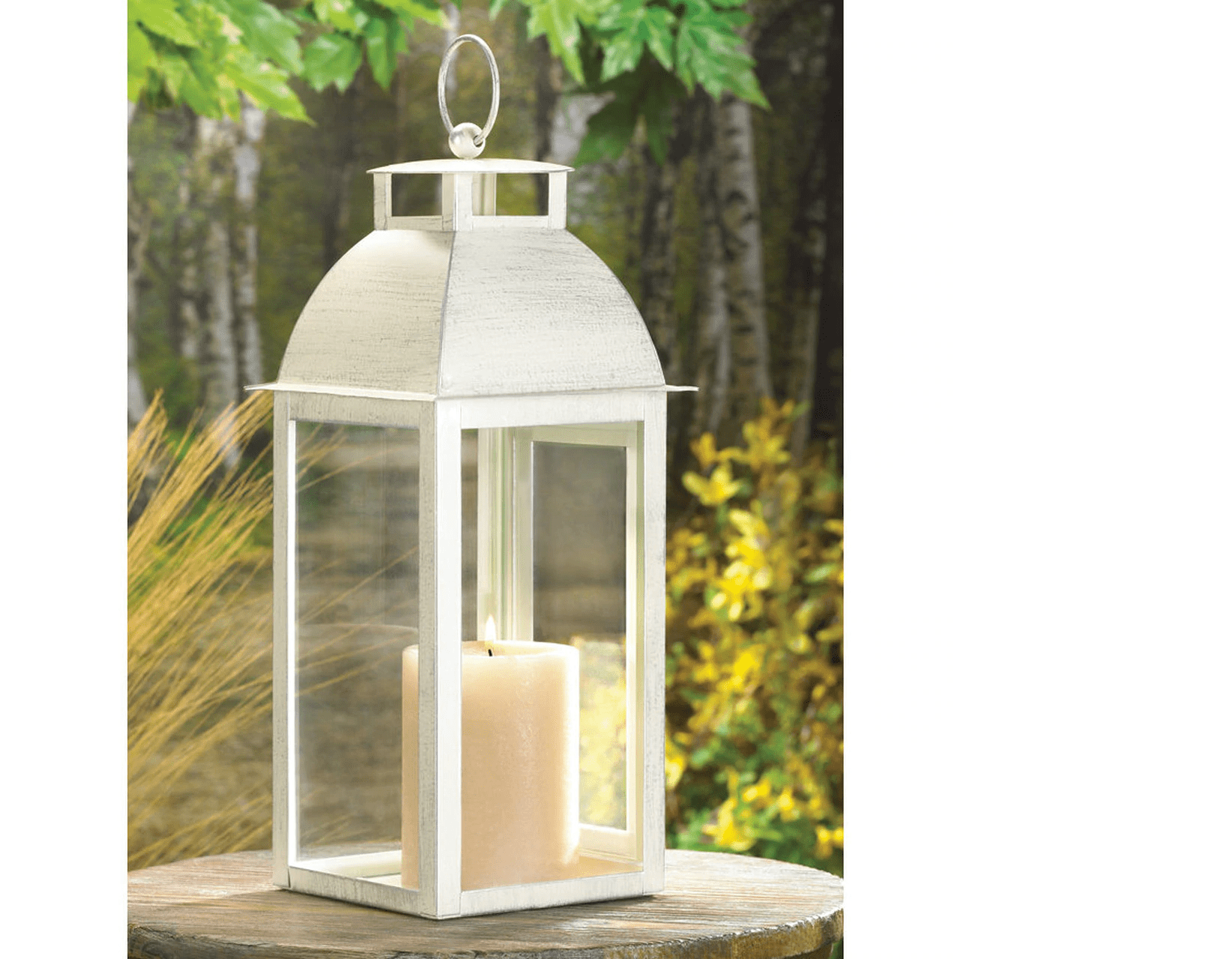 Ivory Distressed Metal Candle