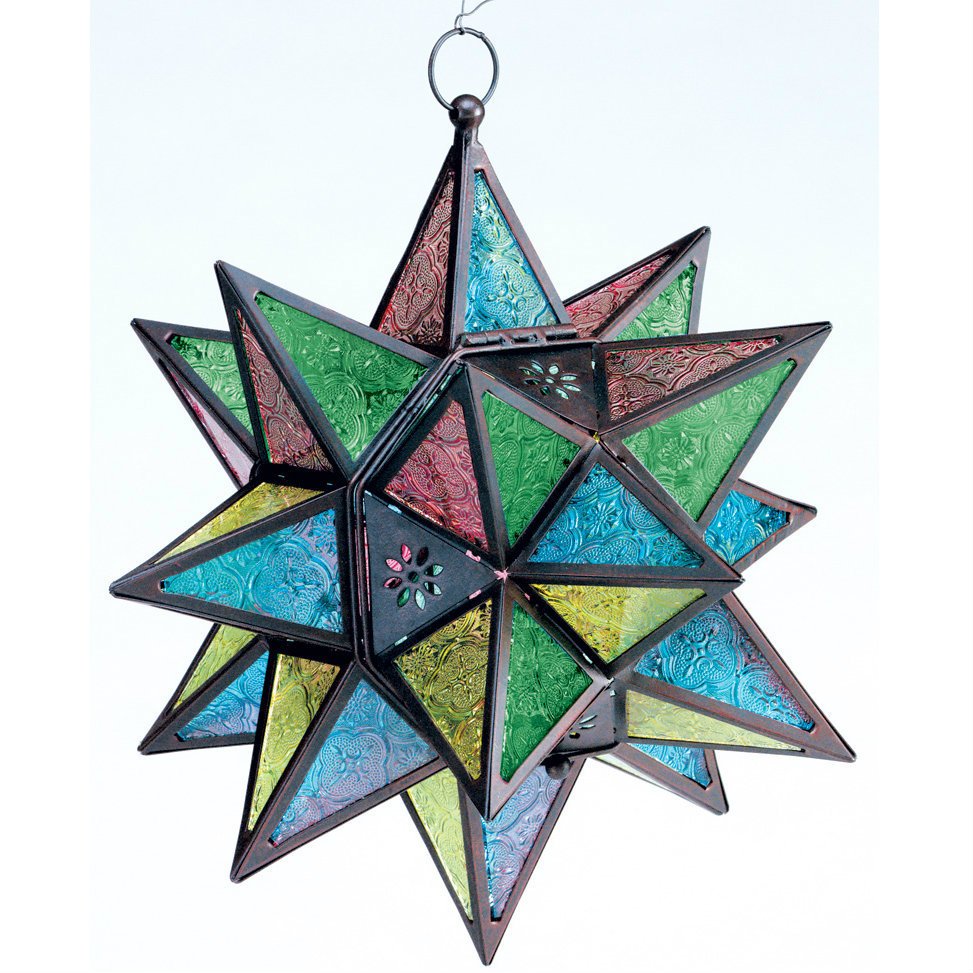 JewelTone MultiColor Star Candle Lantern