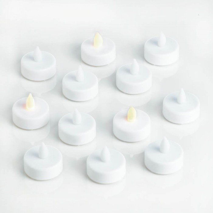LED Flameless White Tealight Candles - 12-Pack
