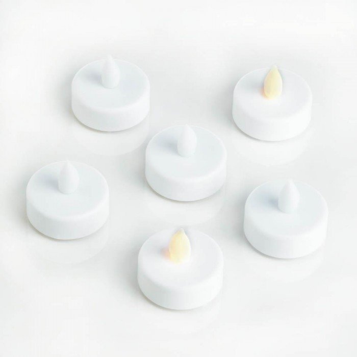 LED Flameless White Tealight Candles - Pack of 6