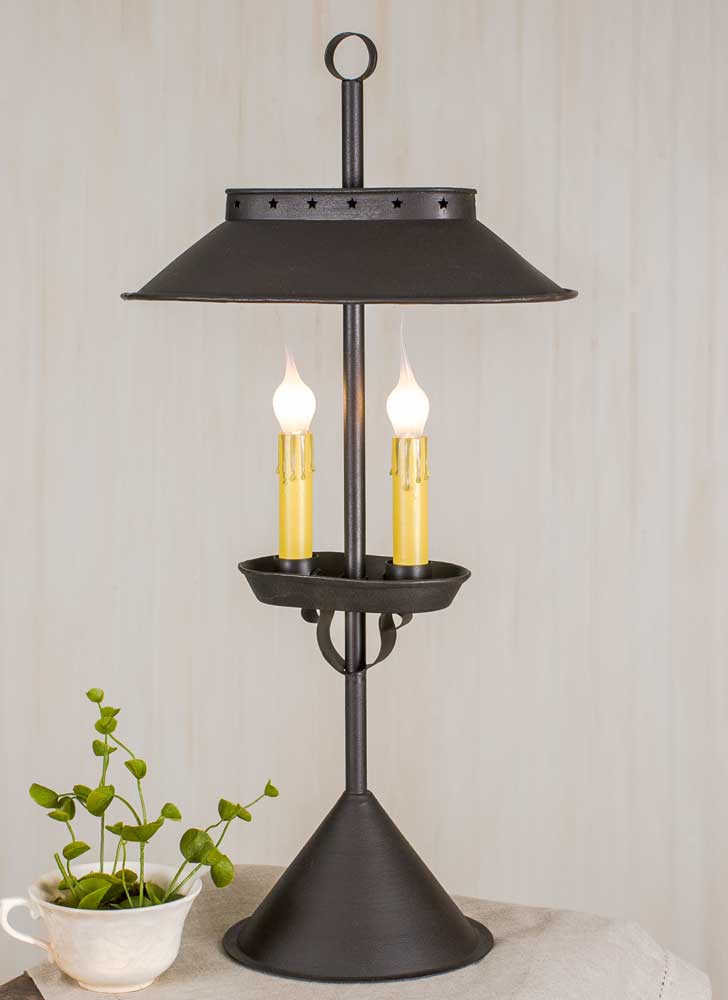 Large Double Candle Desk Lamp - Rustic Brown (Light bulbs are sold separately)