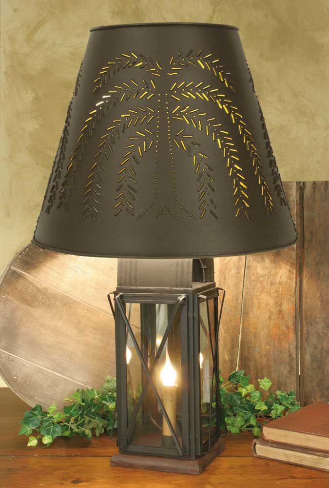 Large Milk House 4 Way Lamp With Willow Shade Rustic Brown