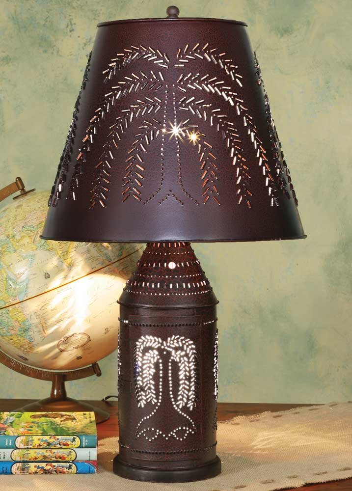 Large Willow Paul Revere Lamp - Crackle Black/Red