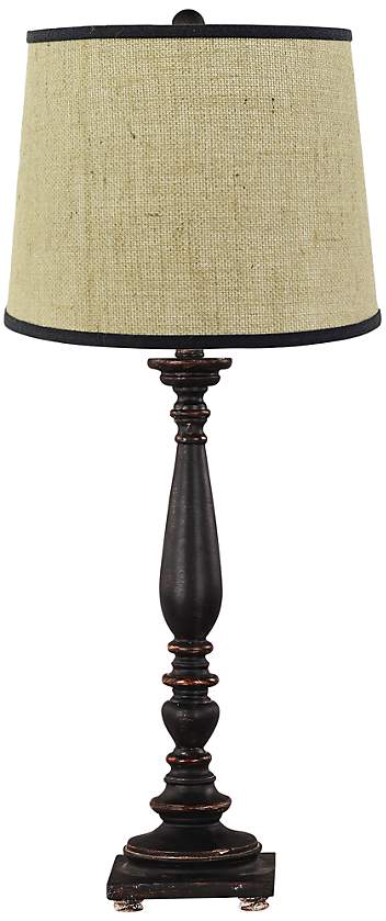 Liberty Black Table Lamp, Natural Burlap Shade