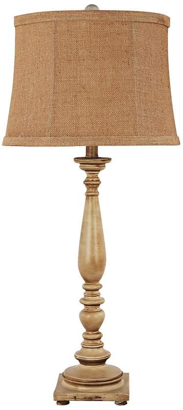 Liberty Table Lamp Antique White with Burlap Shade