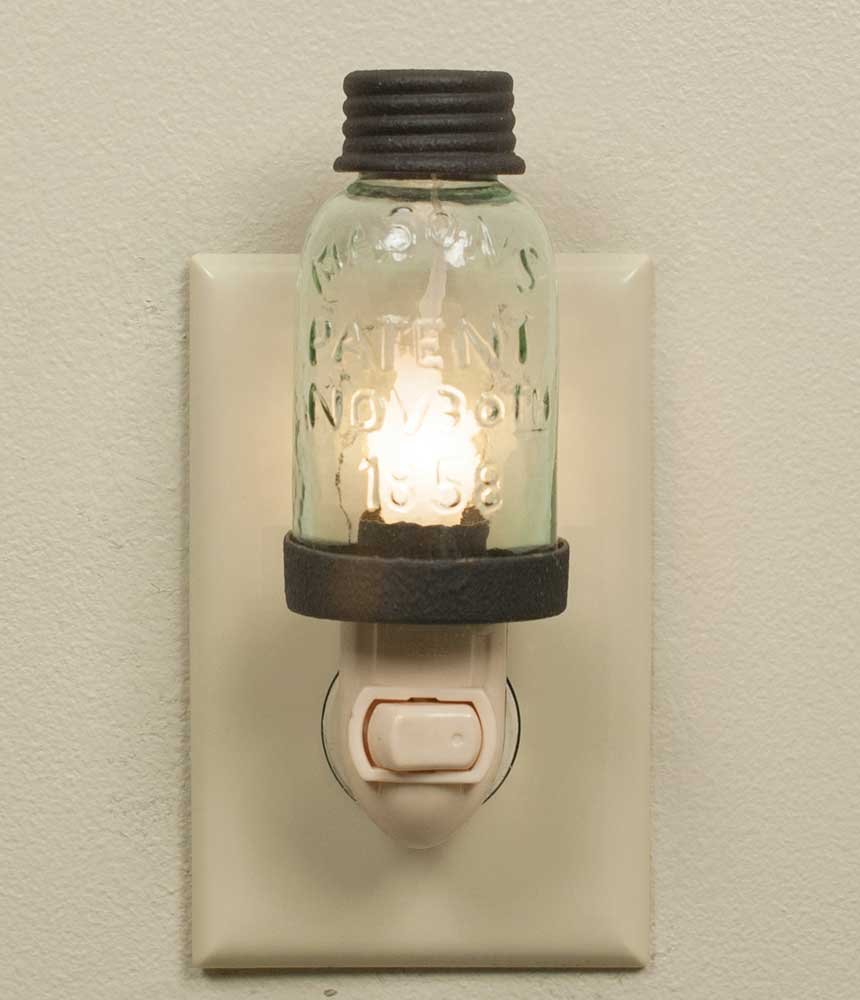 Mason Jar Night Light - Rustic Brown