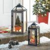 Metal with Wood Trim Candle Lantern - 13 inches