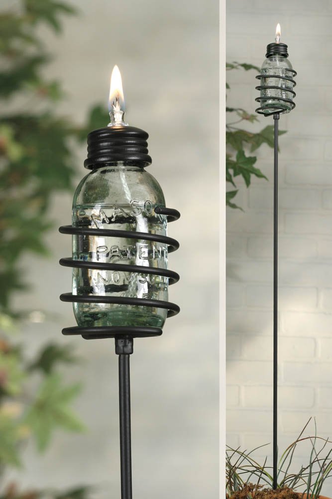 Mini Mason Jar Oil Lamp Garden Stake 6 pieces per box