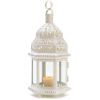 Moroccan White Candle Lantern - 12 inches