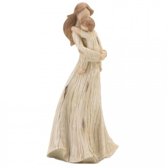 Mother and Son Carved-Look Figurine