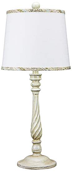 Nashville Ivory Table Lamp with Brown Spa Trim Linen Shade