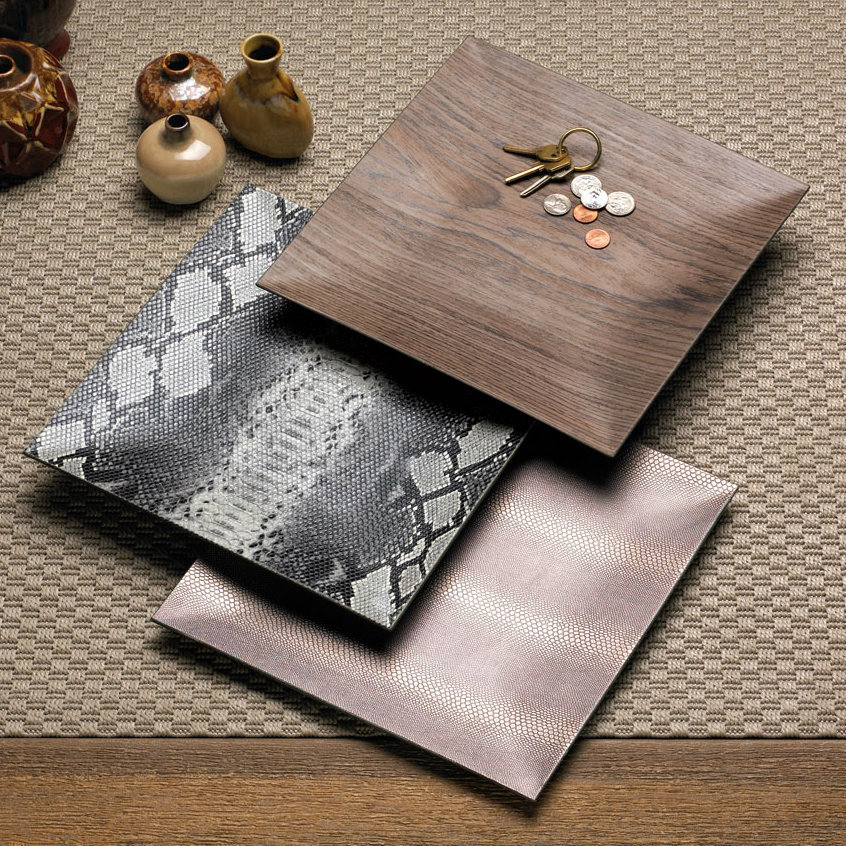 Natural Patterned Square Decorative Plate Set