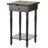 Notched Wood Black End Table