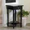Notched Wood Black End Table