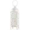 Ornate White Cutout Candle Lantern - 25 inches