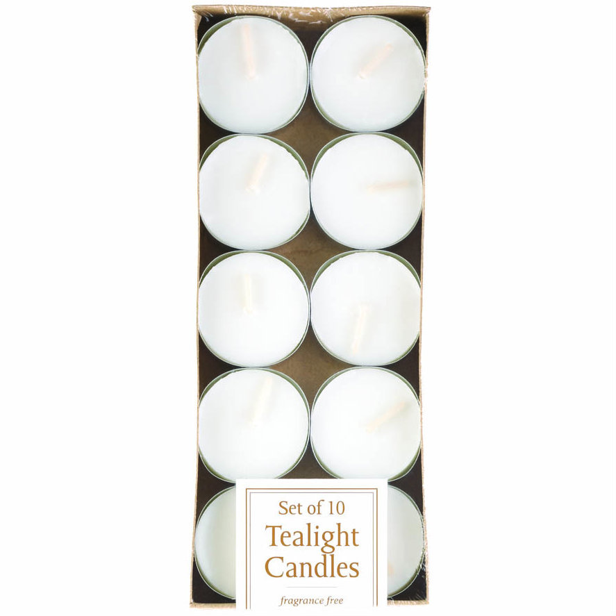 Pack of 10 White Unscented Tealight Candles